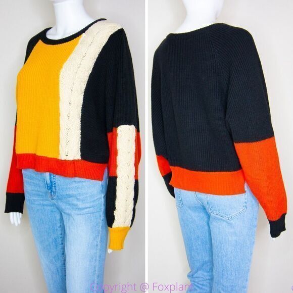 Moon & Madison women's color block cropped sweater,‎ size M - Picture 8 of 16